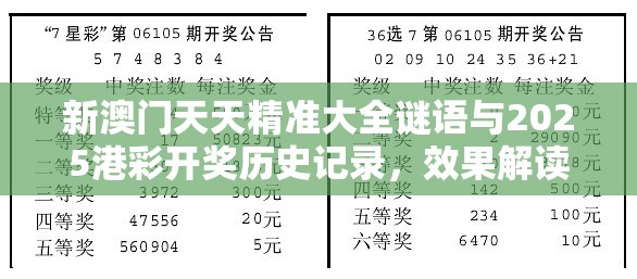 新澳门天天精准大全谜语与2025港彩开奖历史记录，效果解读、专家解析解释与落实