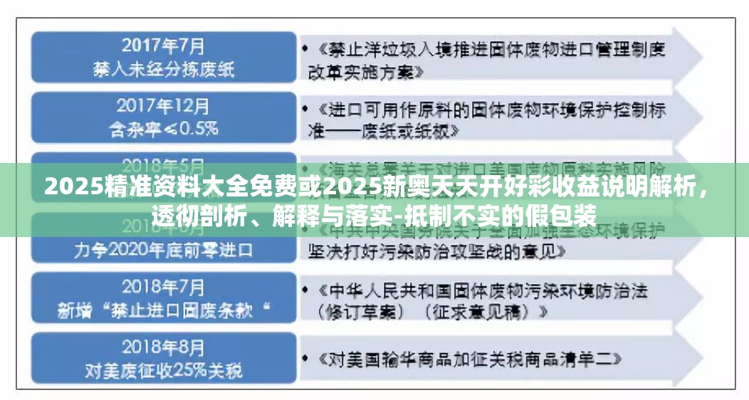 2025精准资料大全免费或2025新奥天天开好彩收益说明解析，透彻剖析、解释与落实-抵制不实的假包装