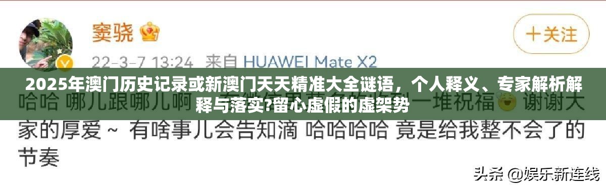 2025年澳门历史记录或新澳门天天精准大全谜语，个人释义、专家解析解释与落实?留心虚假的虚架势